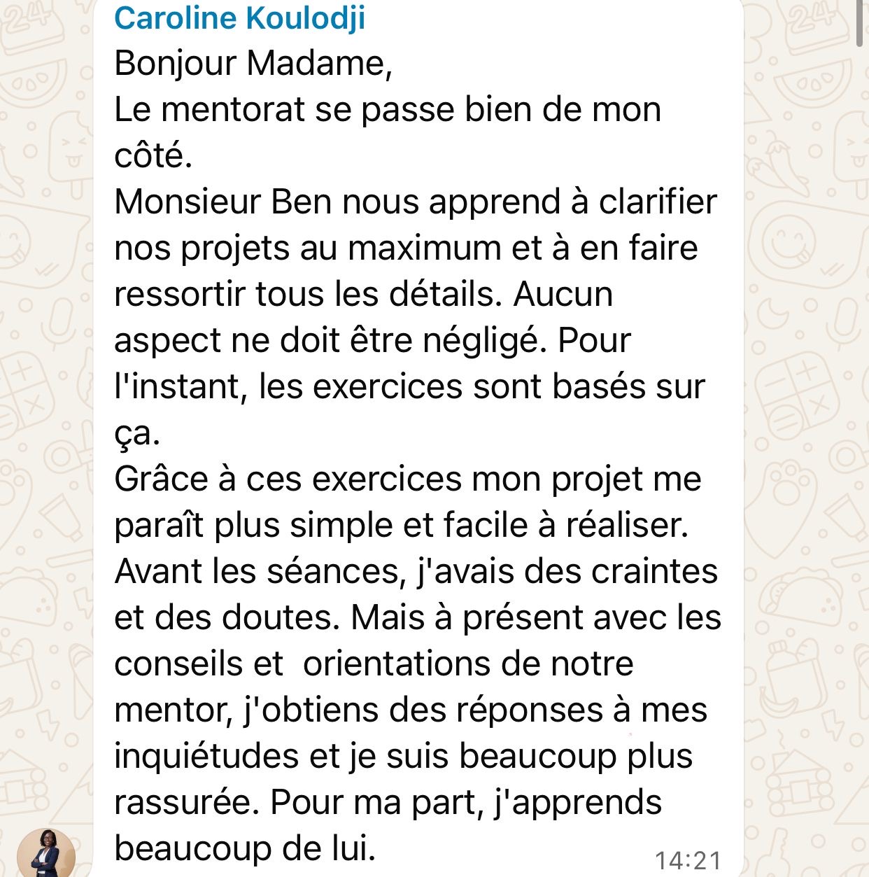 Témoignage de Caroline Koulodji